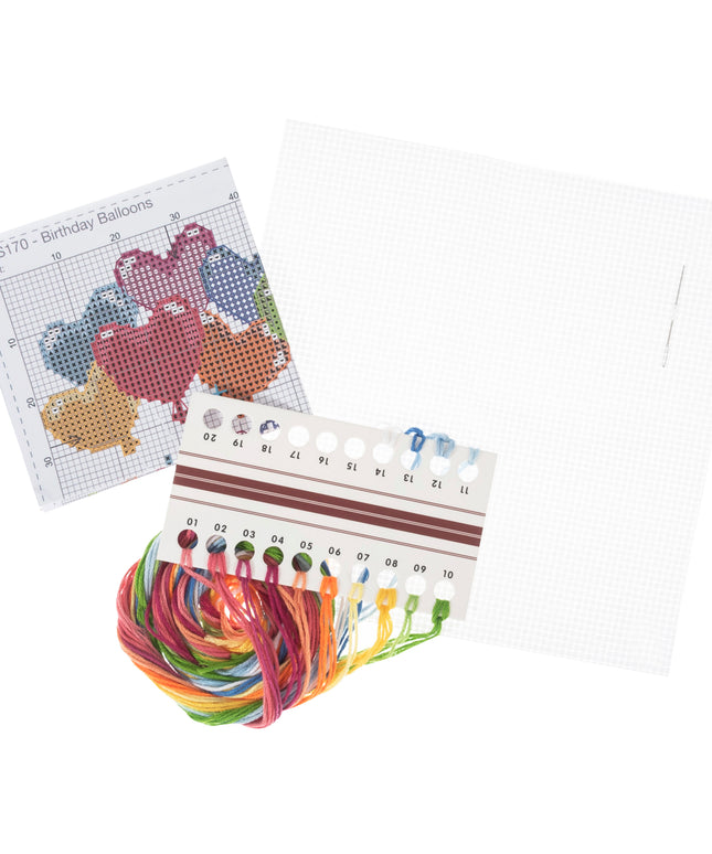 Mini Cross Stitch Kit Birthday Ballons