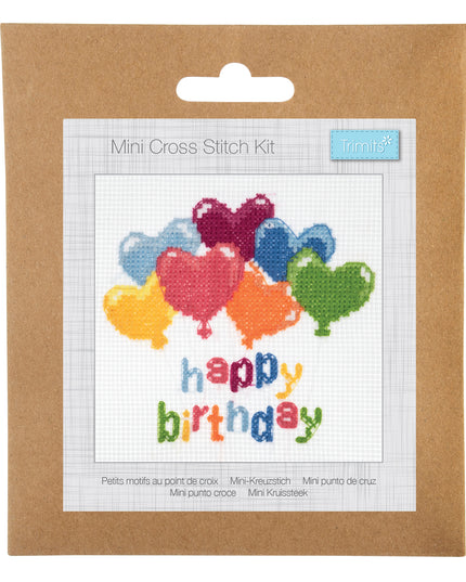 Mini Cross Stitch Kit Birthday Ballons