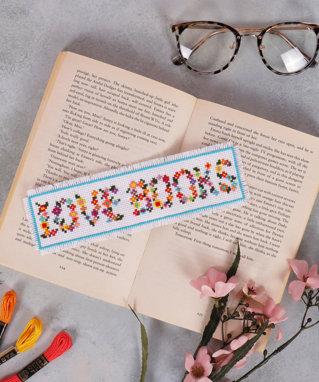 Counted Cross Stitch Kit: Bookmark: Floral Books