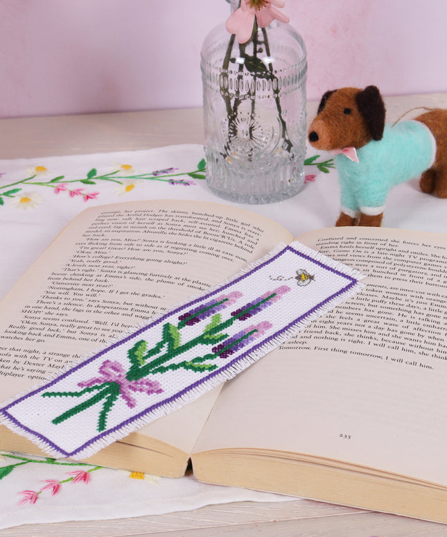 Counted Cross Stitch Kit: Bookmark: Lavender