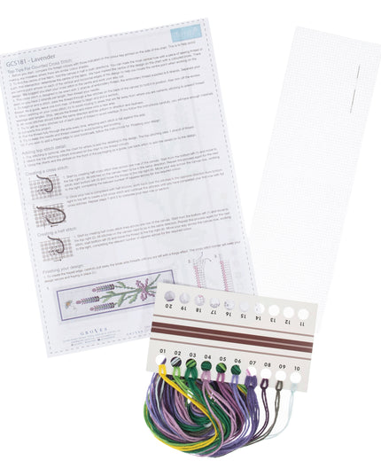Counted Cross Stitch Kit: Bookmark: Lavender