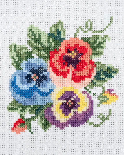 Counted Cross Stitch Kit: Mini: Pansies