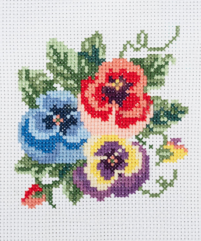 Counted Cross Stitch Kit: Mini: Pansies