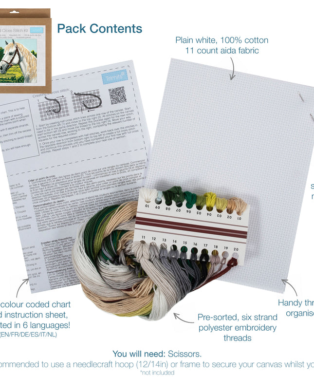 Counted Cross Stitch Kit: Large: White Horse