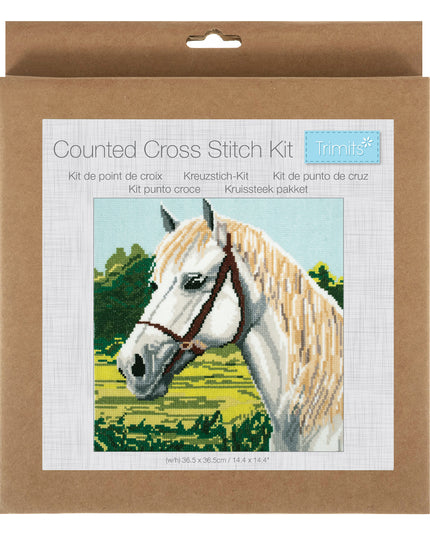 Counted Cross Stitch Kit: Large: White Horse