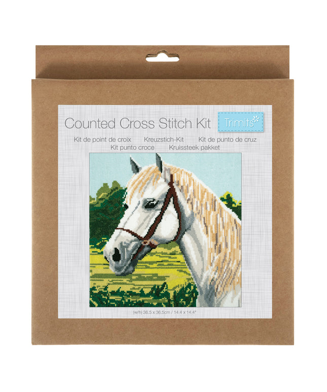 Counted Cross Stitch Kit: Large: White Horse