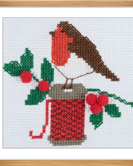 Counted Cross Stitch Kit: Mini: Christmas: Robin