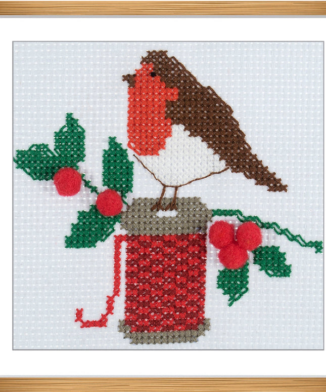 Counted Cross Stitch Kit: Mini: Christmas: Robin