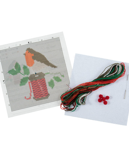 Counted Cross Stitch Kit: Mini: Christmas: Robin