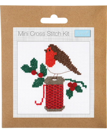 Counted Cross Stitch Kit: Mini: Christmas: Robin