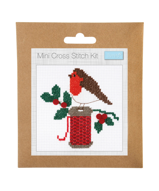 Counted Cross Stitch Kit: Mini: Christmas: Robin