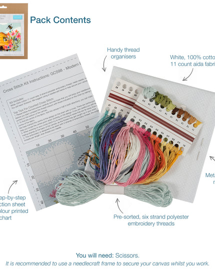 Counted Cross Stitch Kit: Large: Modern Bee