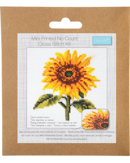 Printed Cross Stitch Kit: Mini: Sunflower
