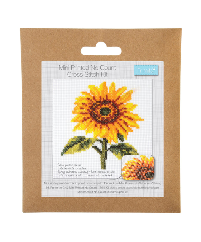 Printed Cross Stitch Kit: Mini: Sunflower