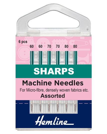Sewing Machine Needles: Sharps-Micro: Mixed: 6 Pieces