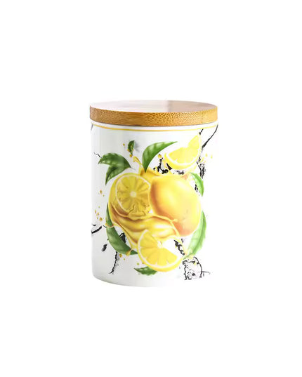 Ceramic Storage Canister with Wooden Lid – Decorative Kitchen Jar