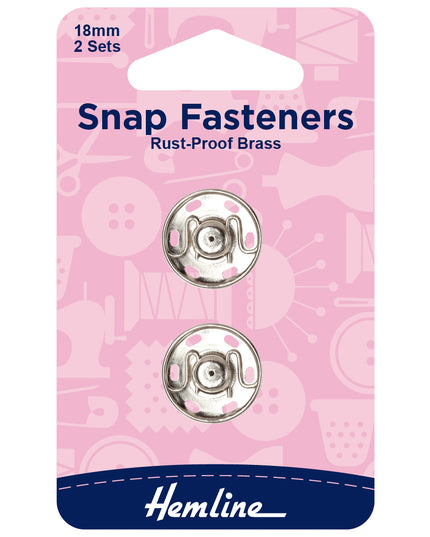 Snap Fasteners: Sew-on: Nickel: 18mm: Pack of 2
