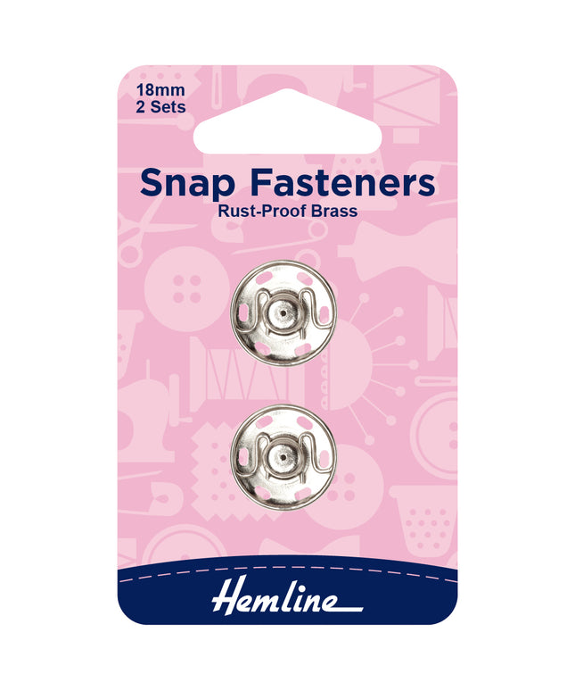 Snap Fasteners: Sew-on: Nickel: 18mm: Pack of 2