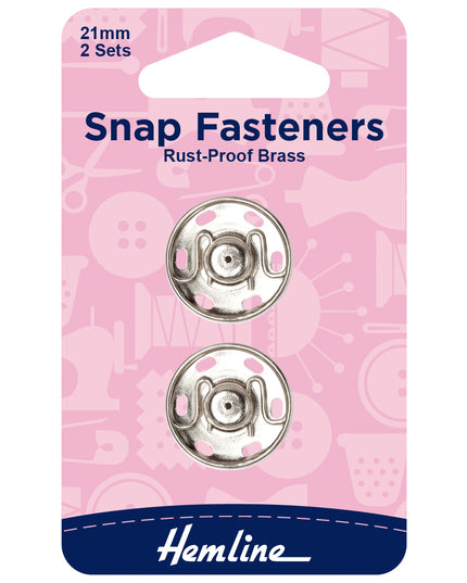 Snap Fasteners: Sew-on: Nickel: 21mm: Pack of 2