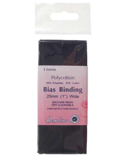 Trim: Bias Binding: Polycotton: 2.5m x 25mm: Navy