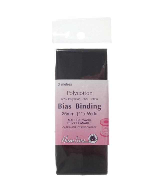 Trim: Bias Binding: Polycotton: 2.5m x 25mm: Black