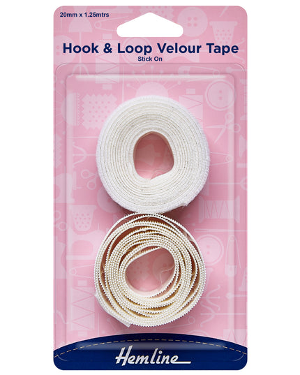 Hook & Loop Tape: Stick-On: Value Pack: 1.25m x 20mm: White