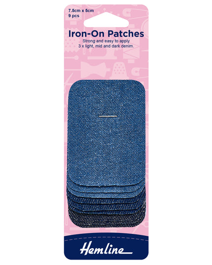 Iron-On Patches: 7.5 x 5cm: Assorted Denim Colours