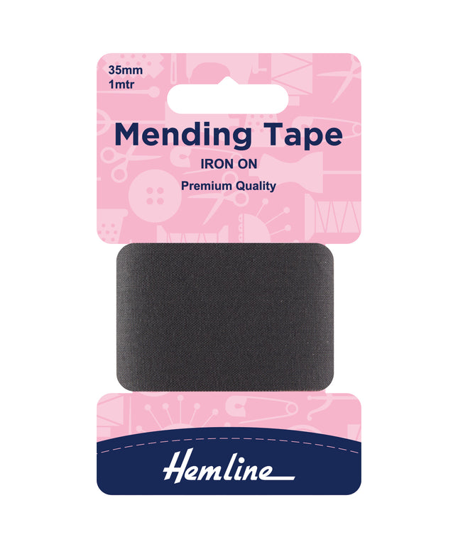 Iron-On Mending Tape: Dark Grey - 100cm x 38mm