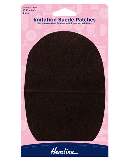 Sew-in Imitation Suede Patches: Brown - 10 x 15cm