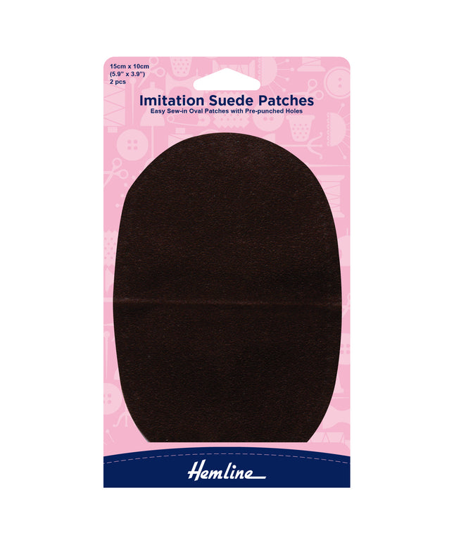 Sew-in Imitation Suede Patches: Brown - 10 x 15cm