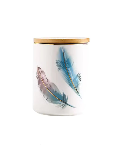 Ceramic Storage Canister with Wooden Lid – Decorative Kitchen Jar