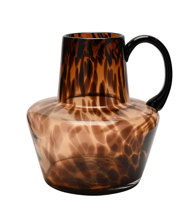 Hestia Glass Jug Style Vase With Handle - Mocha