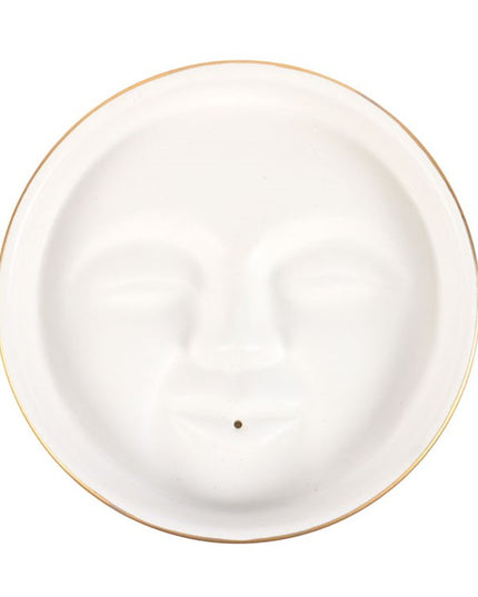 White Moon Face Incense Stick Holder
