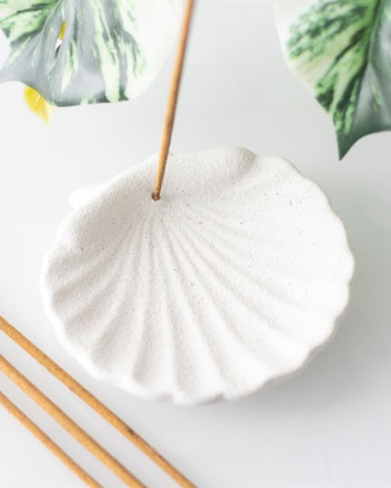 Off White Scallop Shell Incense Stick Holder