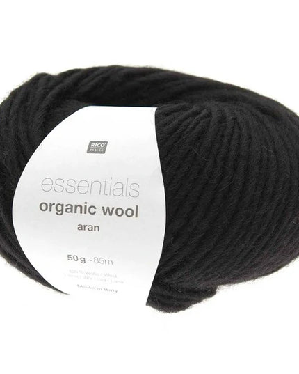 Rico Essentials Organic Wool Aran 006 – Black (50g)