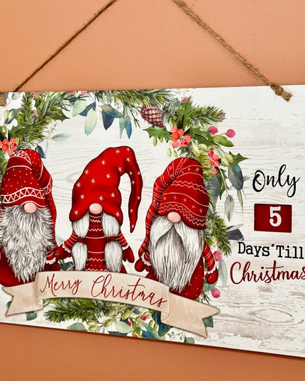 Christmas Gnome Hanging Countdown Sign