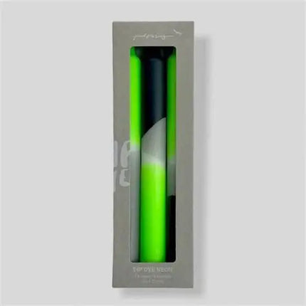 Pink Stories Dip Dye Neon Dinner Candles – Neon Green, Grey & Black – Set of 3