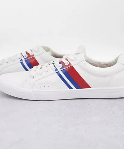 Men’s Classic Stripe Trainers – White/Red/Blue