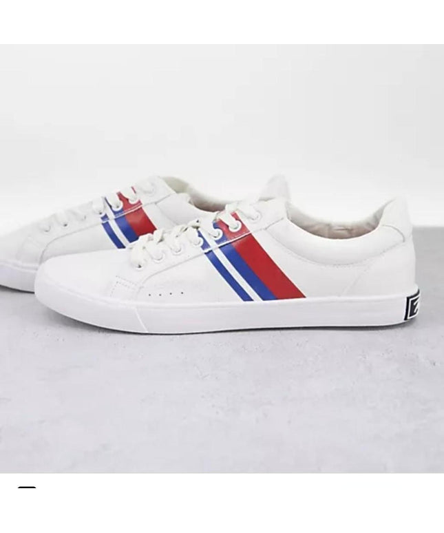 Men’s Classic Stripe Trainers – White/Red/Blue