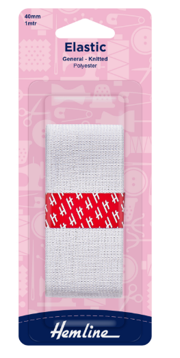 General Purpose Knitted Elastic: 1m x 40mm: White
