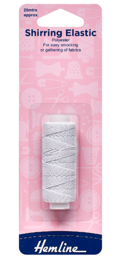 Shirring Elastic: 20m x 0.75mm: White