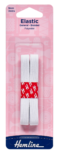 Elastic: General Purpose: Braided: 2m x 9mm: White