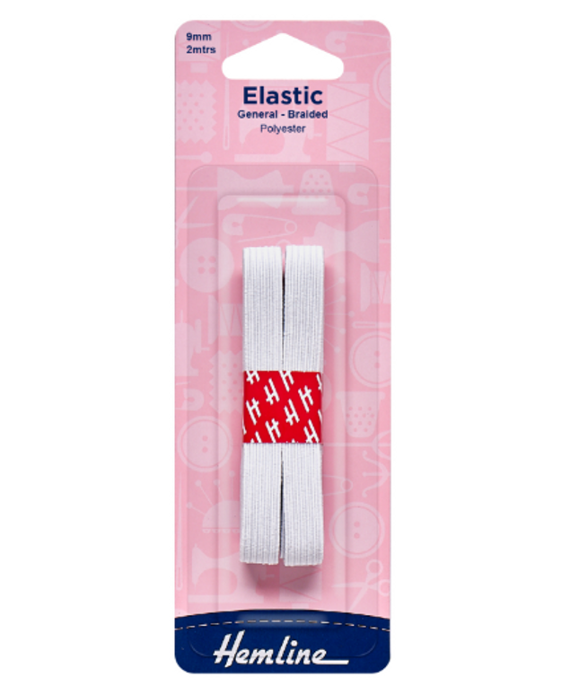 Elastic: General Purpose: Braided: 2m x 9mm: White