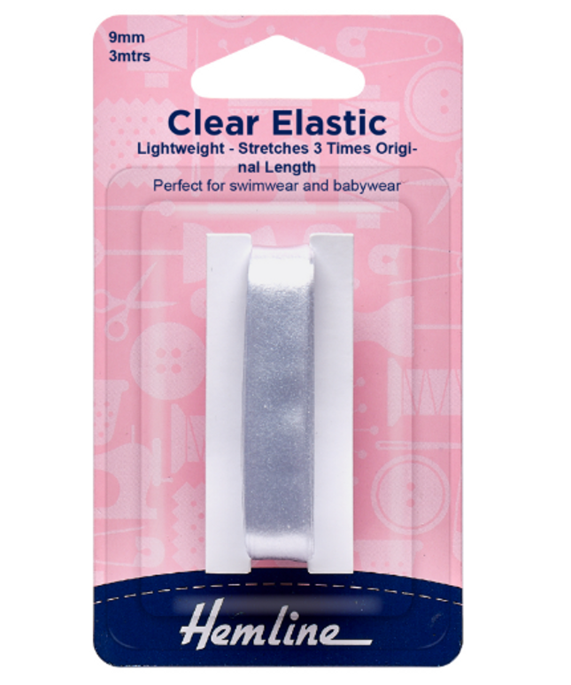 Swimwear Elastic: 3m x 9mm: Clear