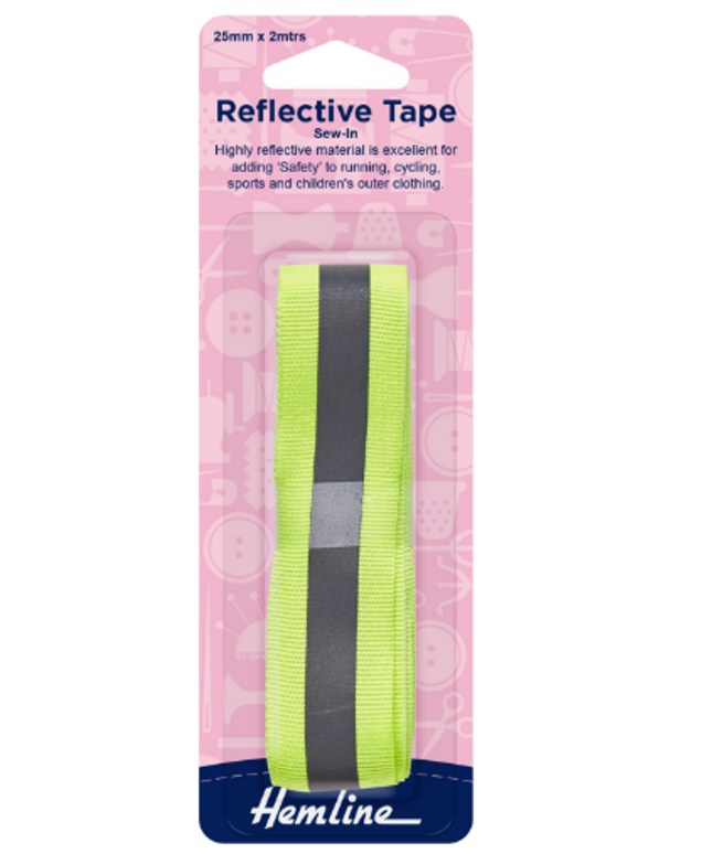 Reflective Sew-In Tape: Yellow - 2m x 25mm