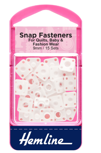 Snap Fasteners: Sew-on: Derlin (Plastic): 9mm: Pack of 15