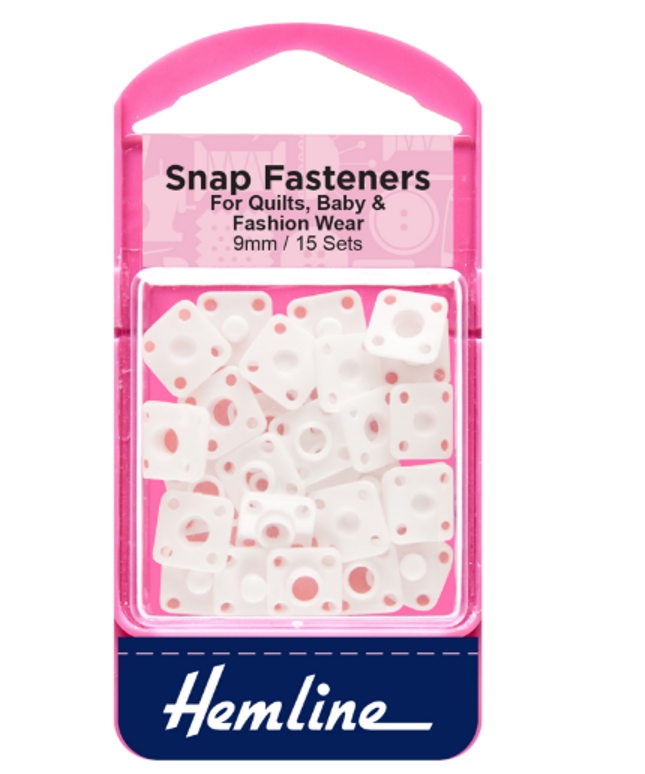 Snap Fasteners: Sew-on: Derlin (Plastic): 9mm: Pack of 15