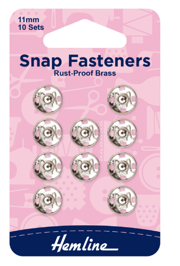 Snap Fasteners: Sew-on: Nickel: 11mm: Pack of 10