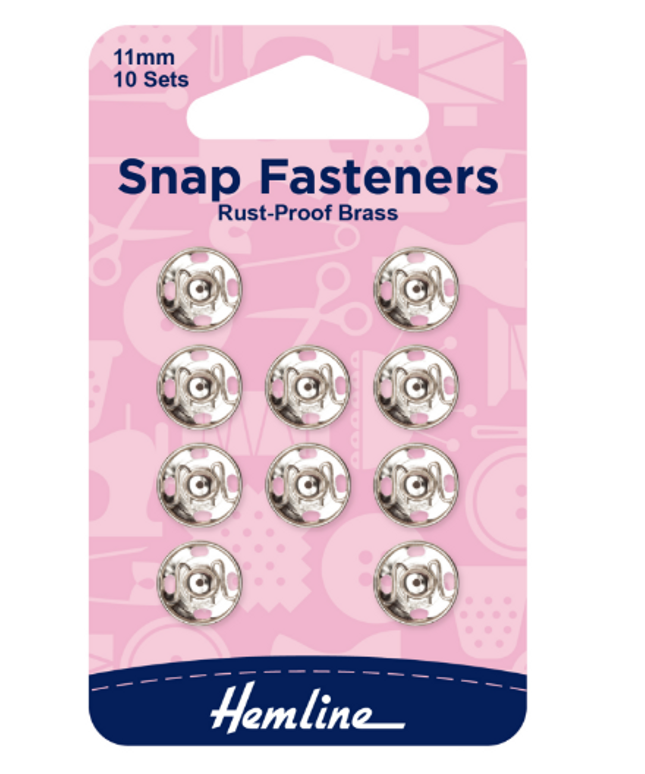 Snap Fasteners: Sew-on: Nickel: 11mm: Pack of 10
