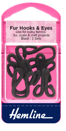 Fur Hooks and Eyes: Black: Size 3